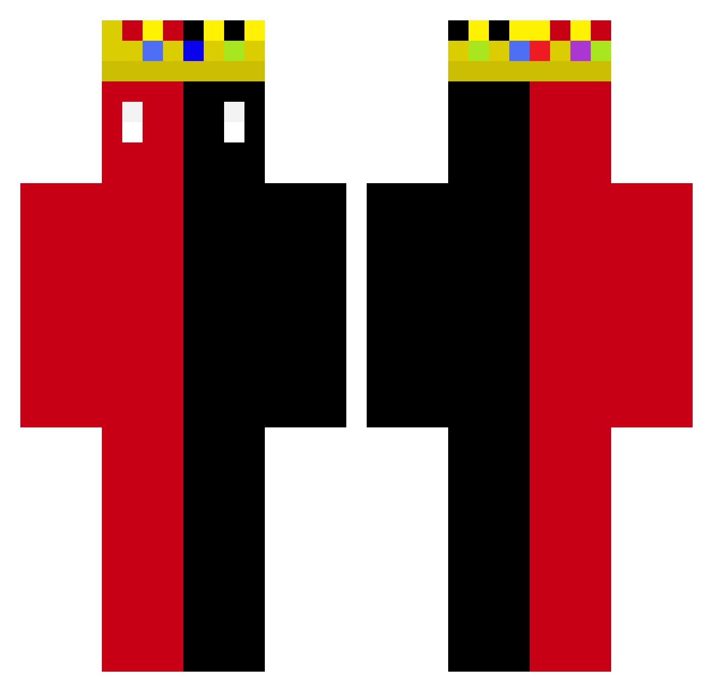 Qans Minecraft skin, front and back view