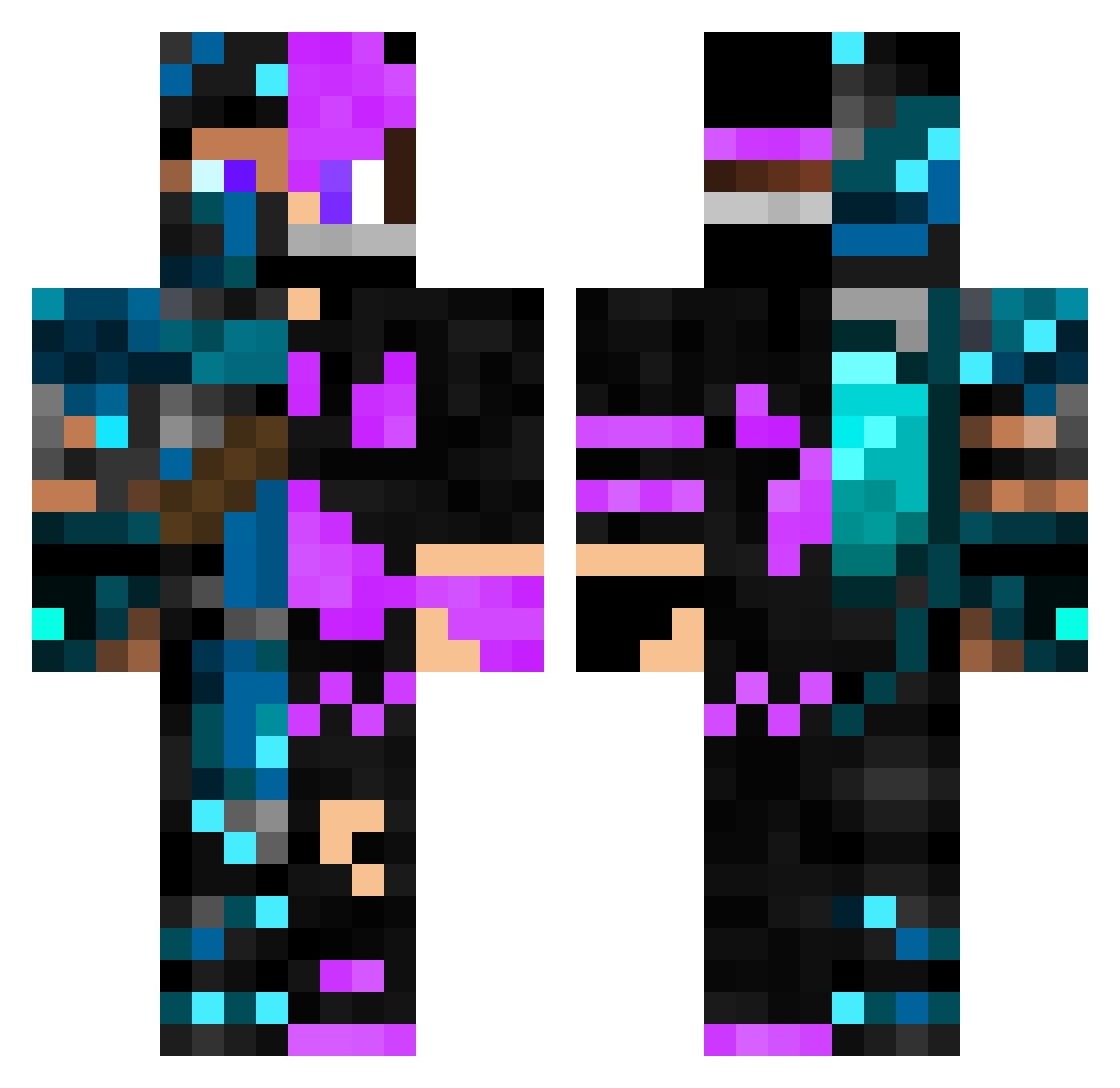 Kiiwitos Minecraft skin, front and back view