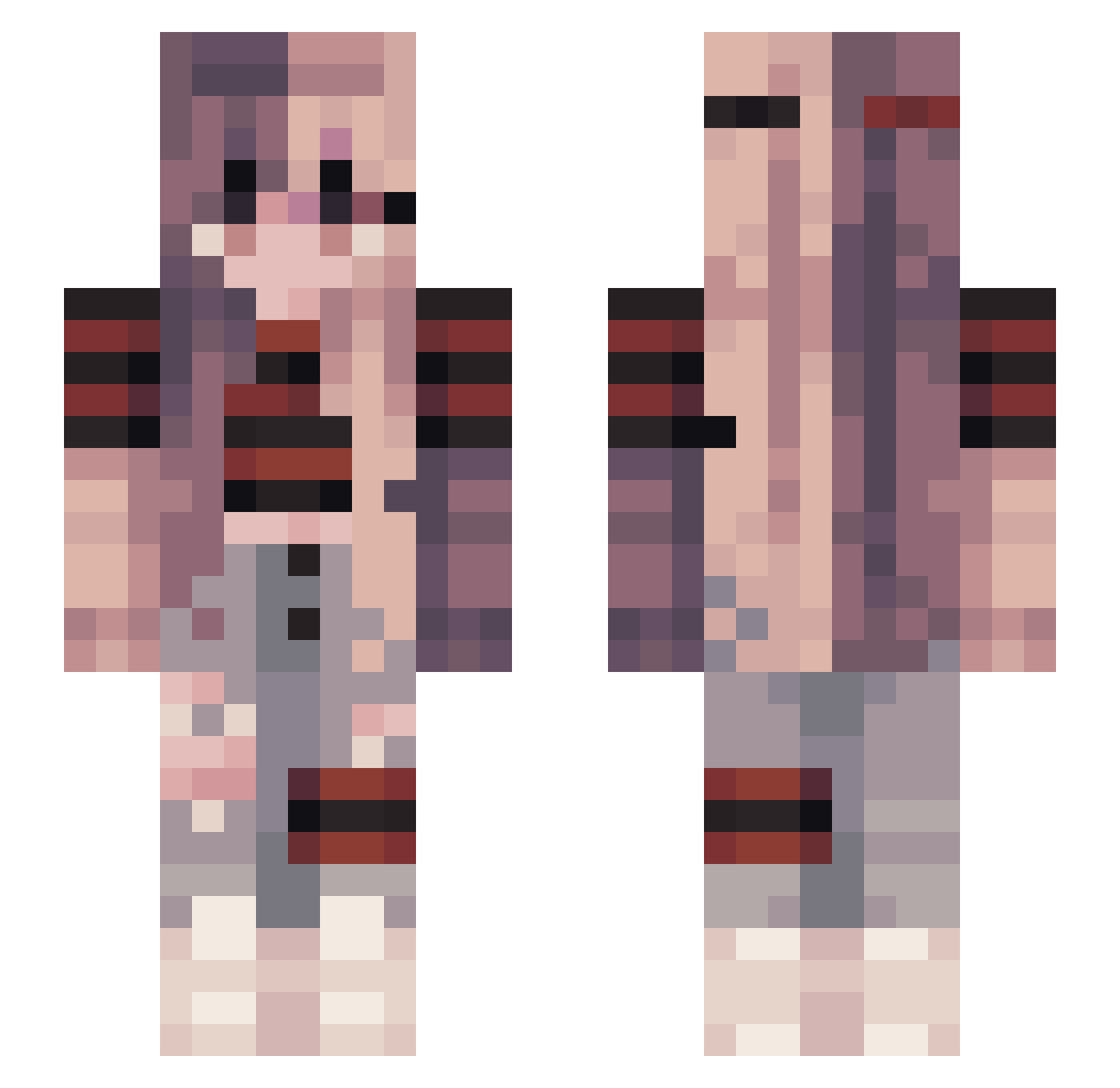 tallymarks Minecraft skin, front and back view