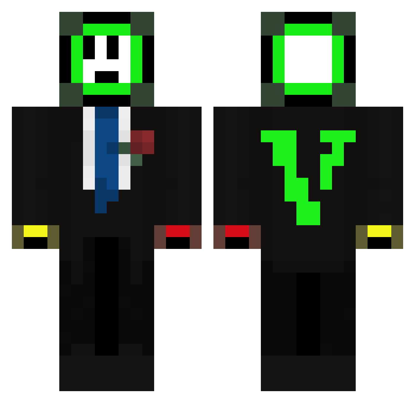 R33tMobile Minecraft skin, front and back view