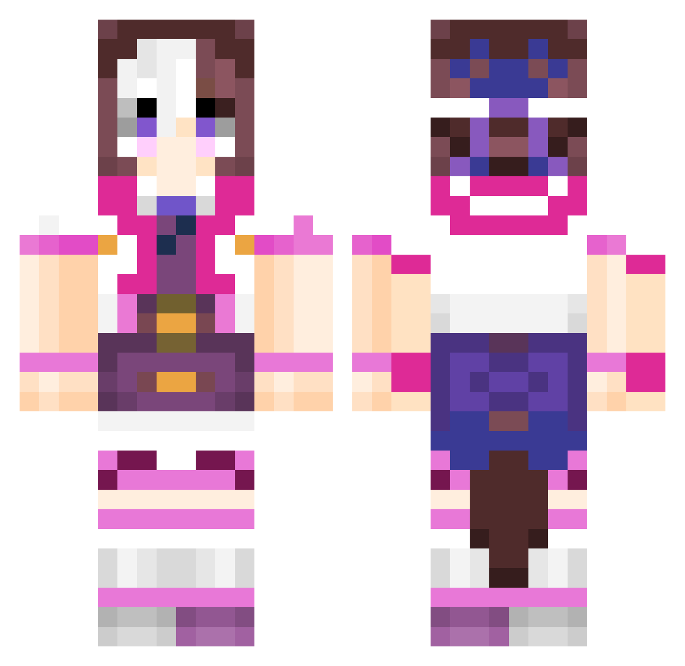 NelPastel Minecraft skin, front and back view