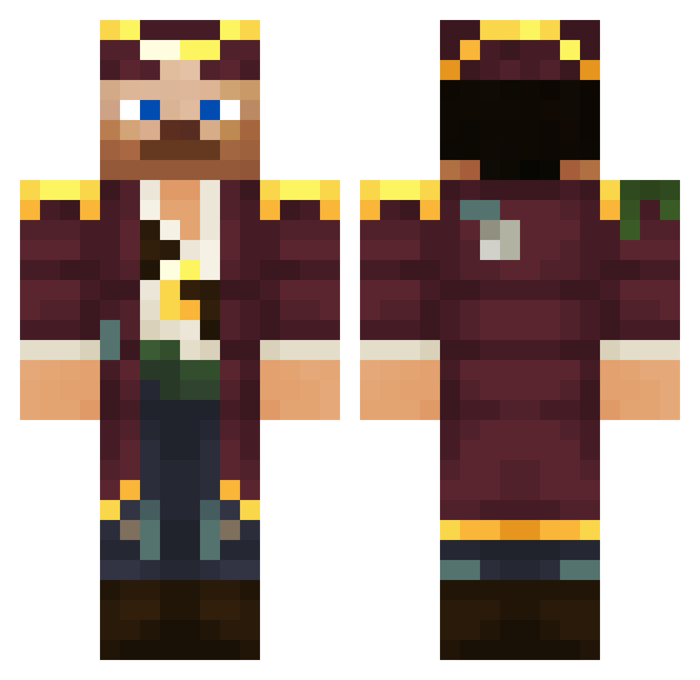 qKac Minecraft skin, front and back view