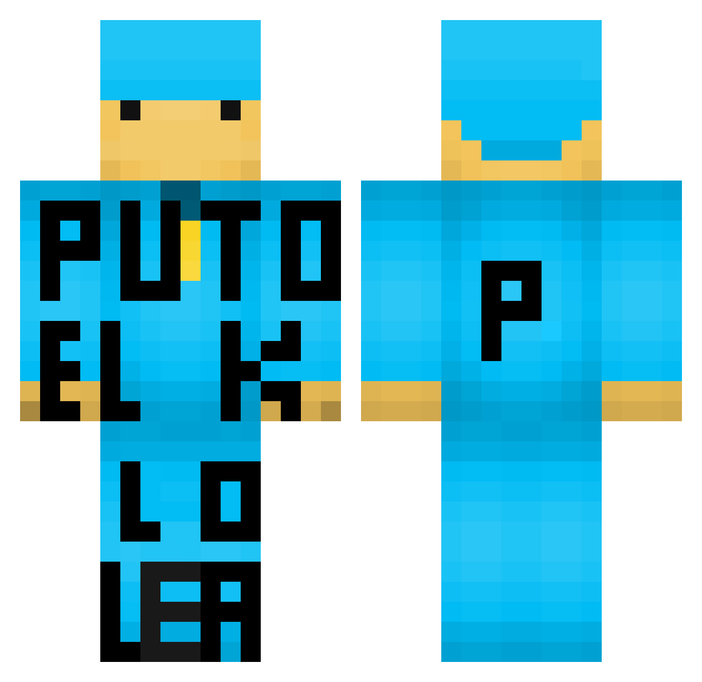 Rodyss Minecraft skin, front and back view
