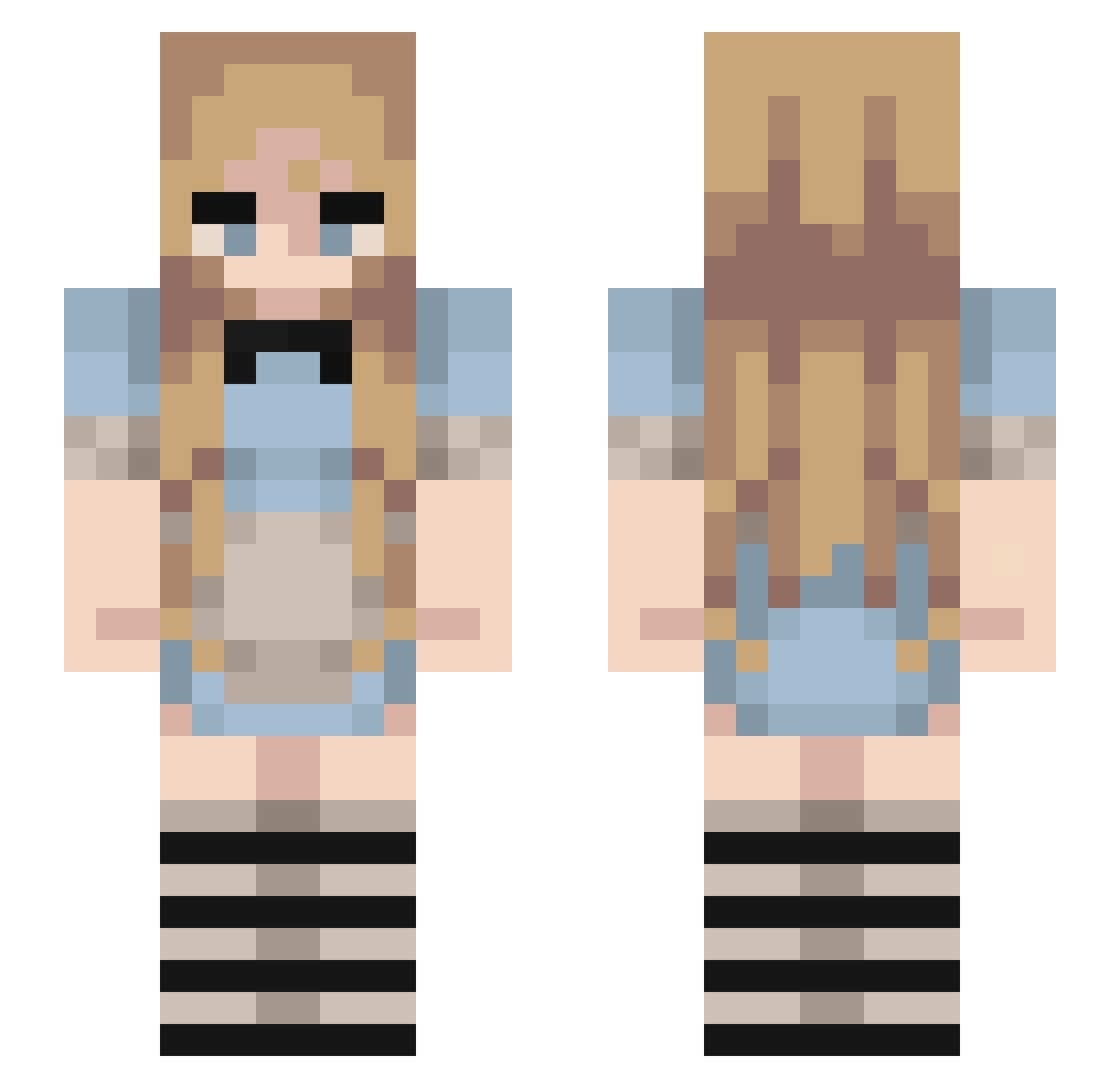 Nhena Minecraft skin, front and back view