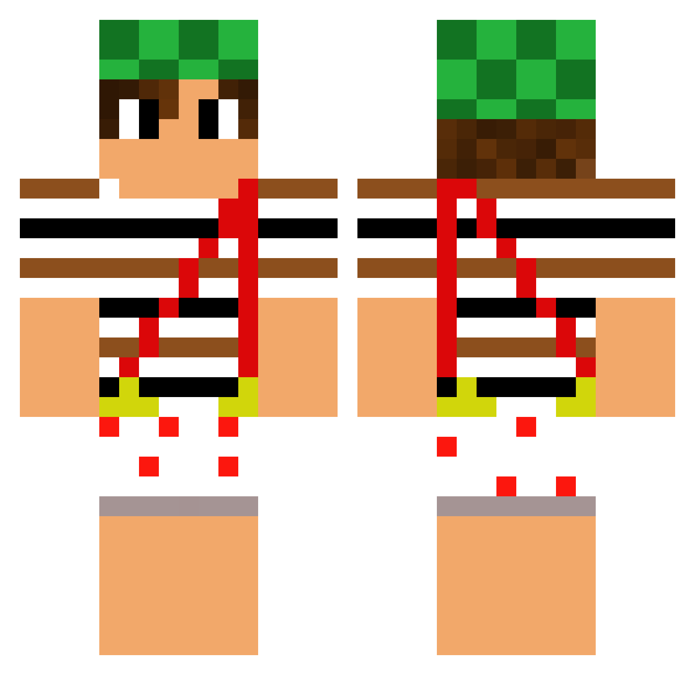 OkLeapy Minecraft skin, front and back view