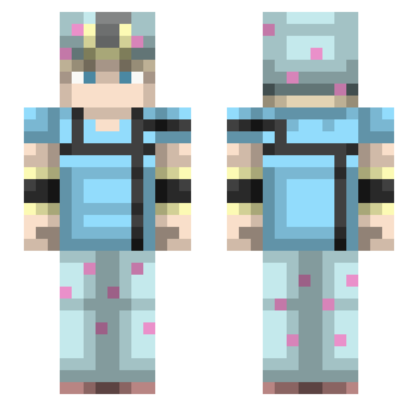 Drw1n Minecraft skin, front and back view