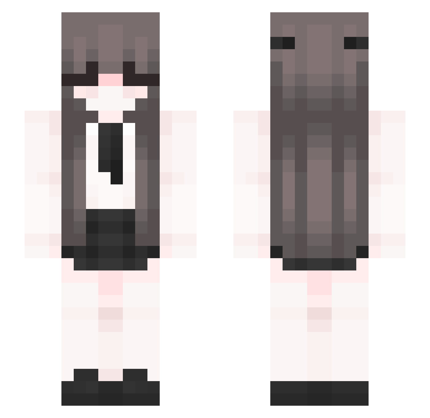 Zophie Minecraft skin, front and back view