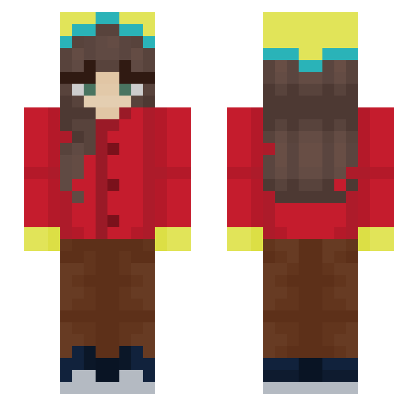 Bee_tv Minecraft skin, front and back view