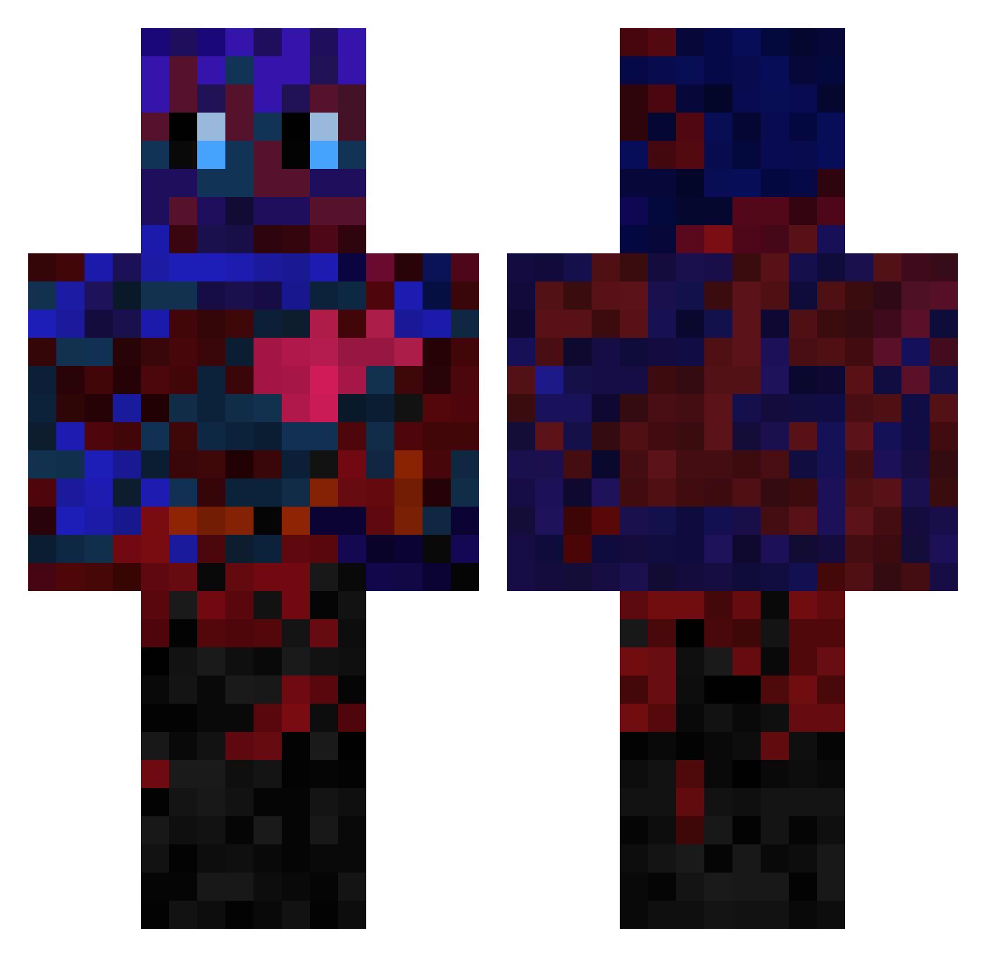 Prynceflame Minecraft skin, front and back view