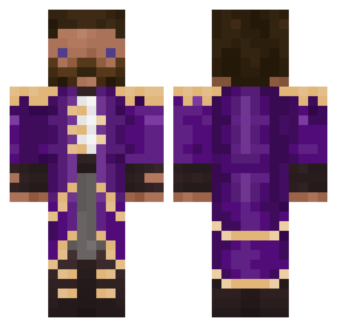 denifu Minecraft skin, front and back view