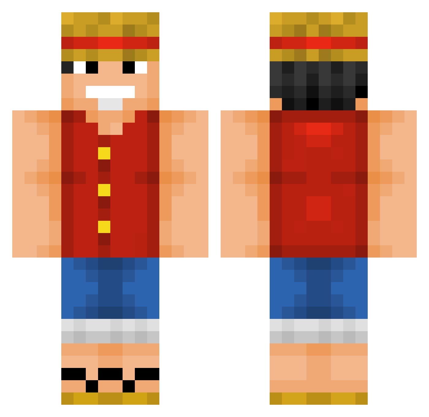 OukNull Minecraft skin, front and back view