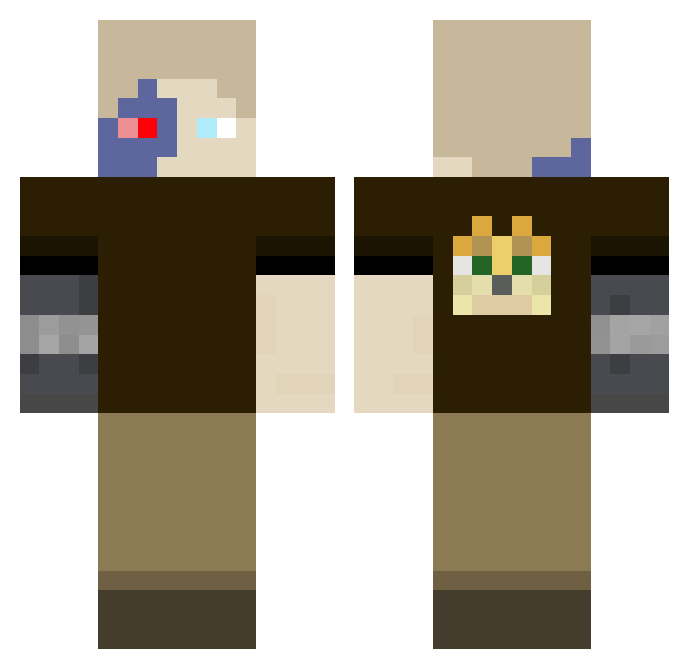 SpiderNev Minecraft skin, front and back view