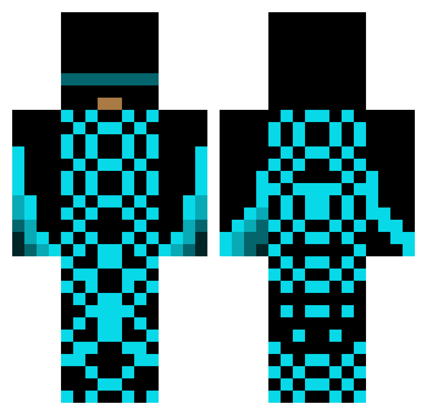 Pointed_Jester Minecraft skin, front and back view