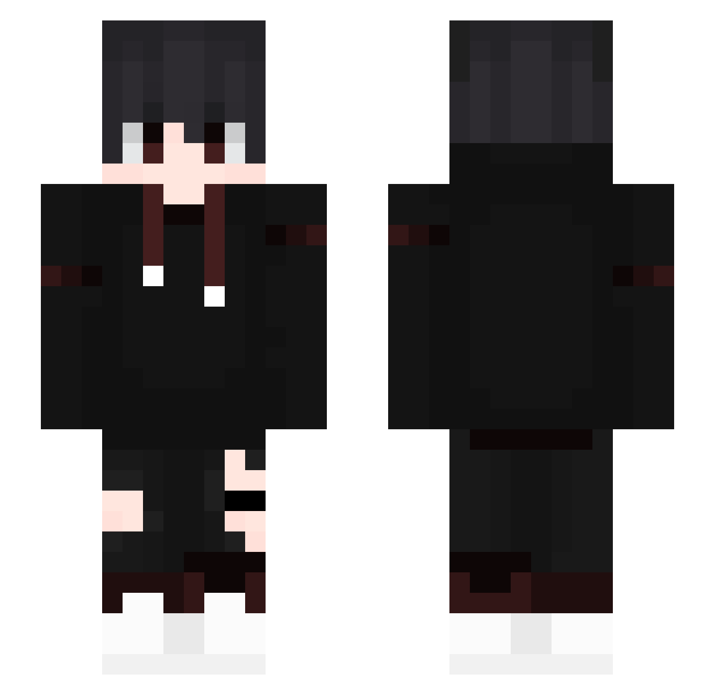 Snezix Minecraft skin, front and back view