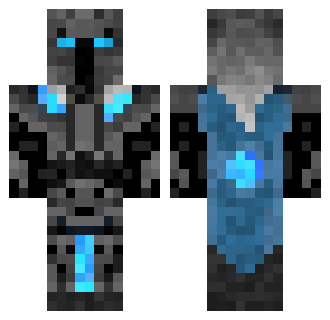 Quantitative Minecraft skin, front and back view