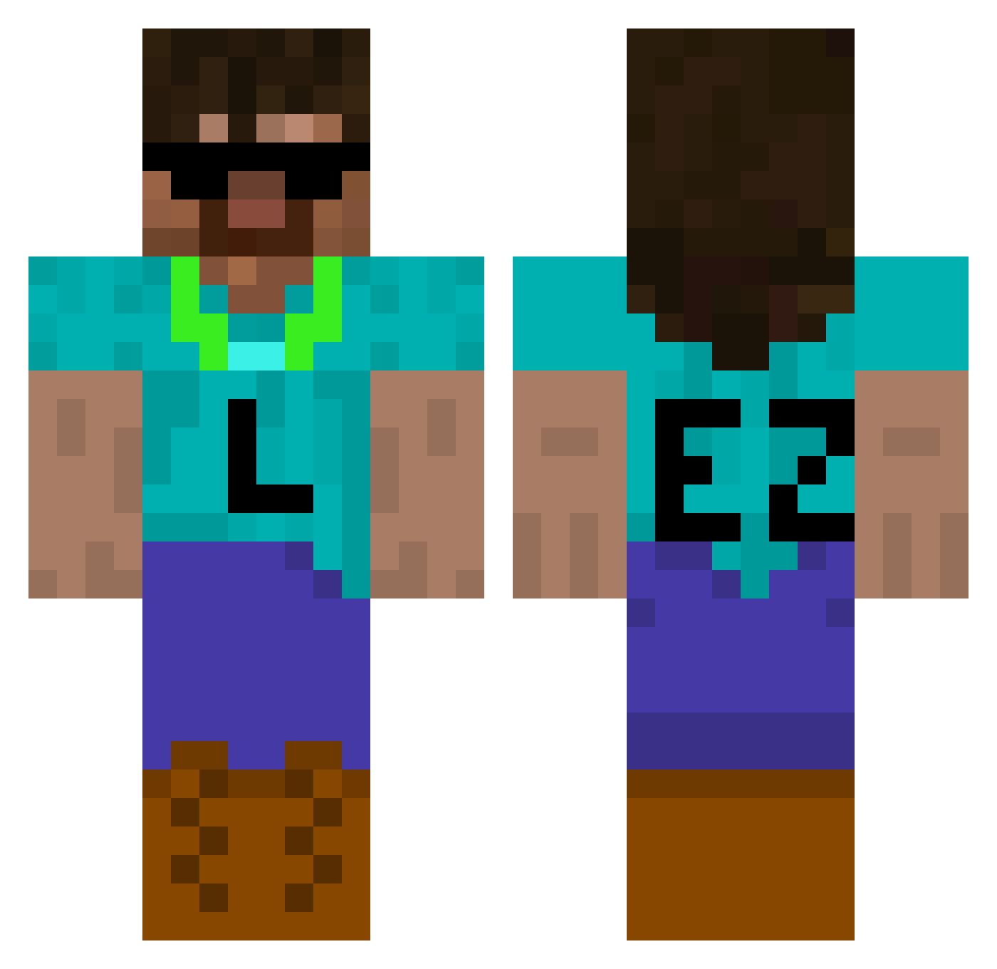 Jdaa Minecraft skin, front and back view