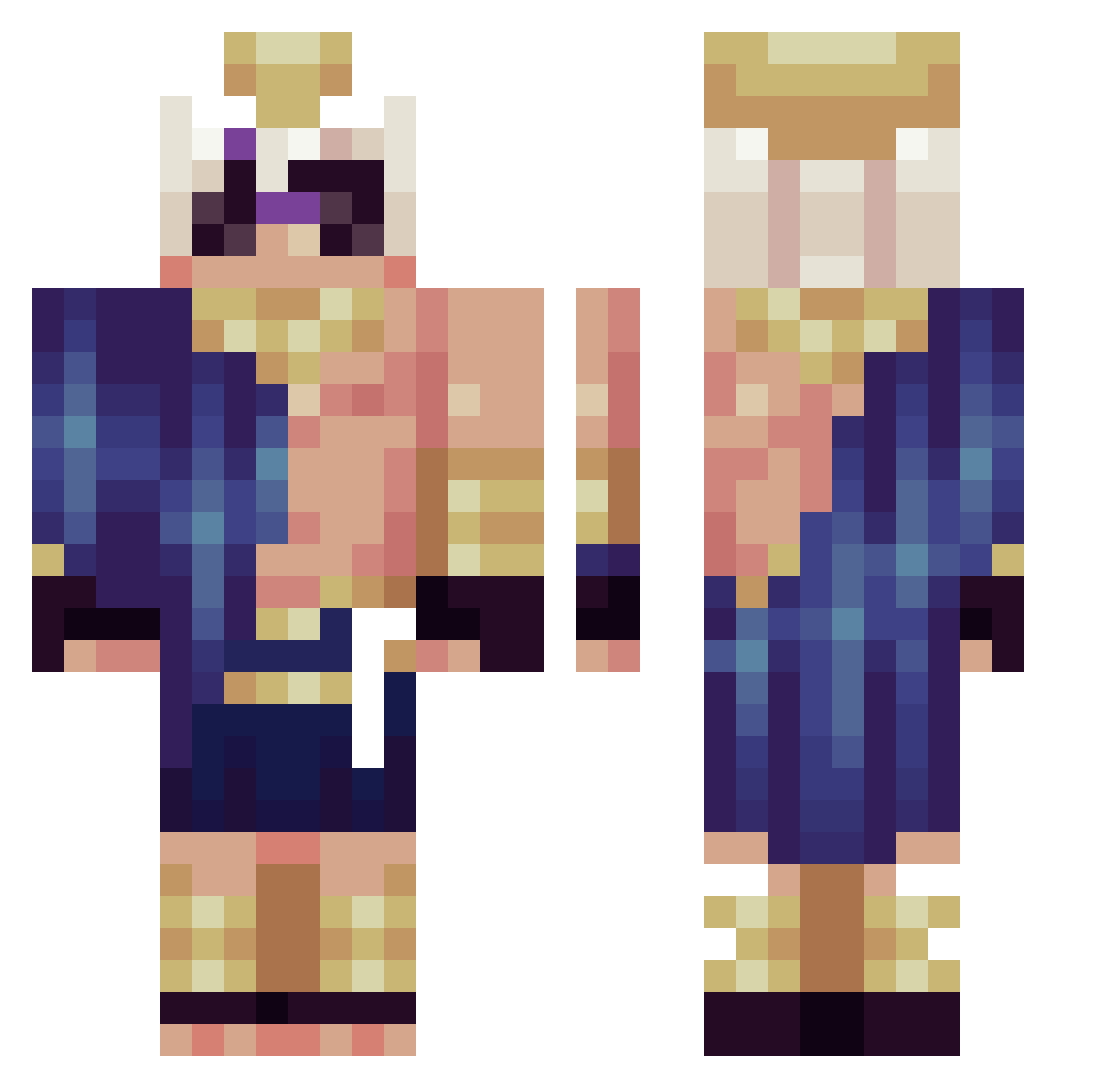 h3rmes_the_plvg Minecraft skin, front and back view