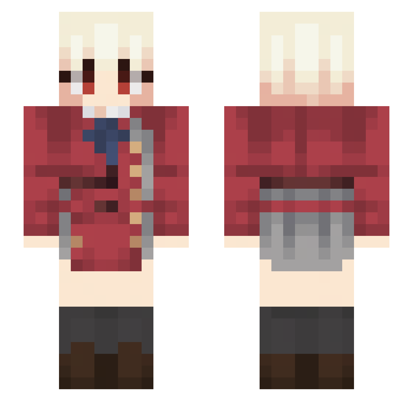 KittenDante Minecraft skin, front and back view