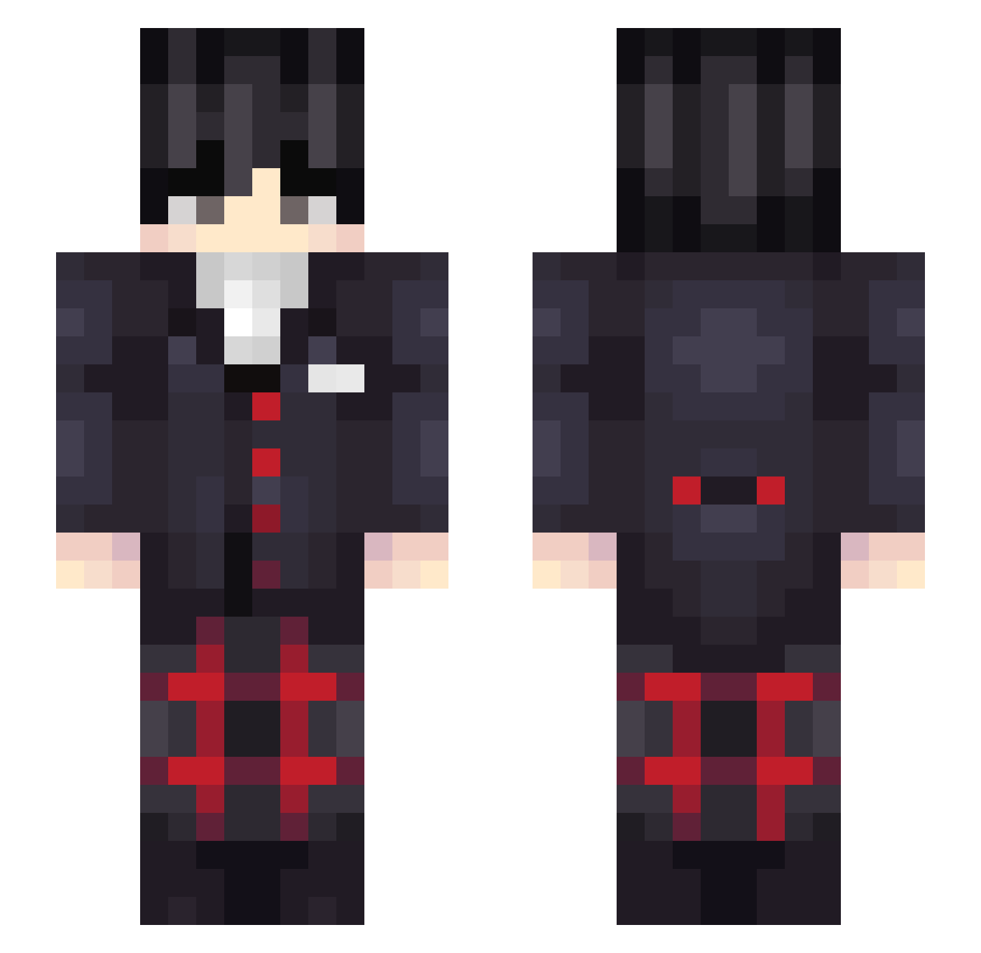 yashuiro Minecraft skin, front and back view
