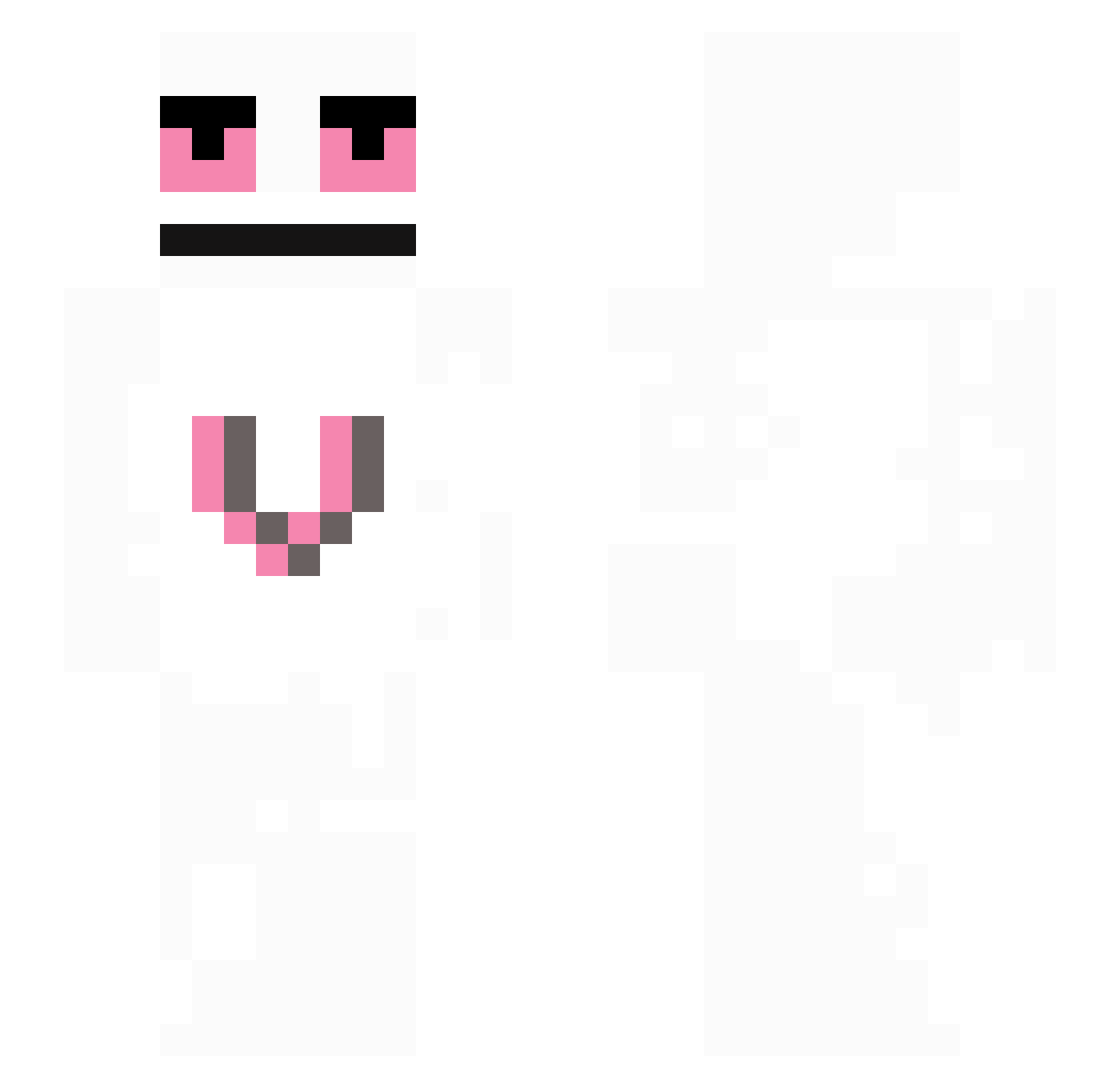 Skittleless Minecraft skin, front and back view