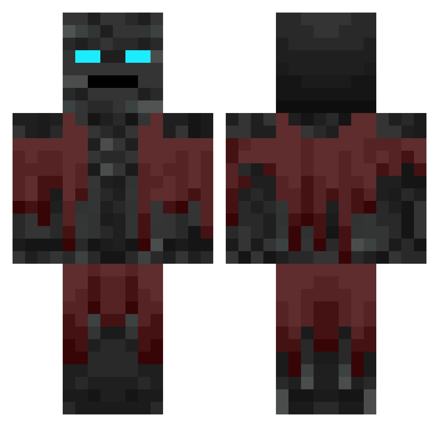 FlyEnderman Minecraft skin, front and back view