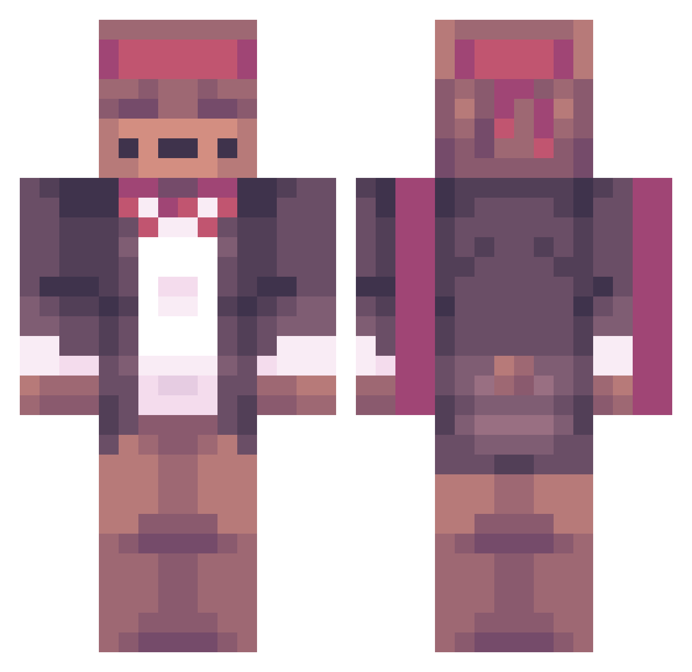 Putted Minecraft skin, front and back view