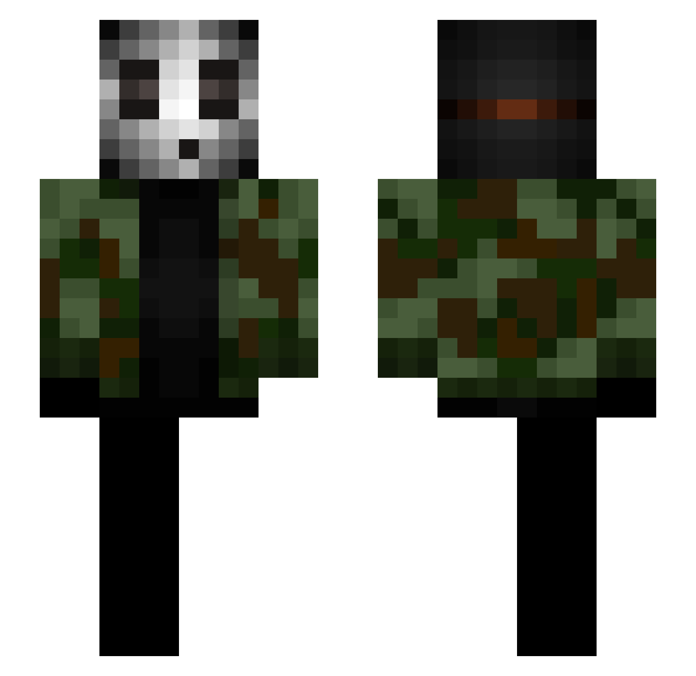 mvzl Minecraft skin, front and back view