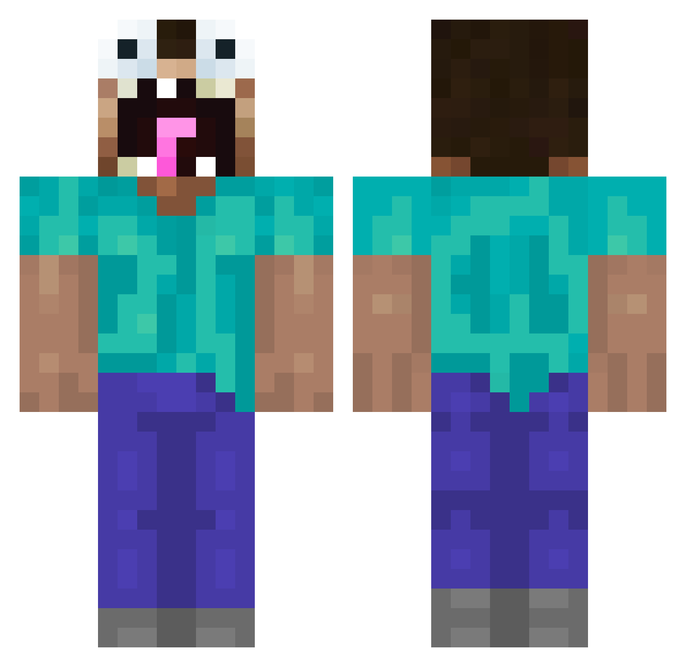 KakoyBaldezh Minecraft skin, front and back view