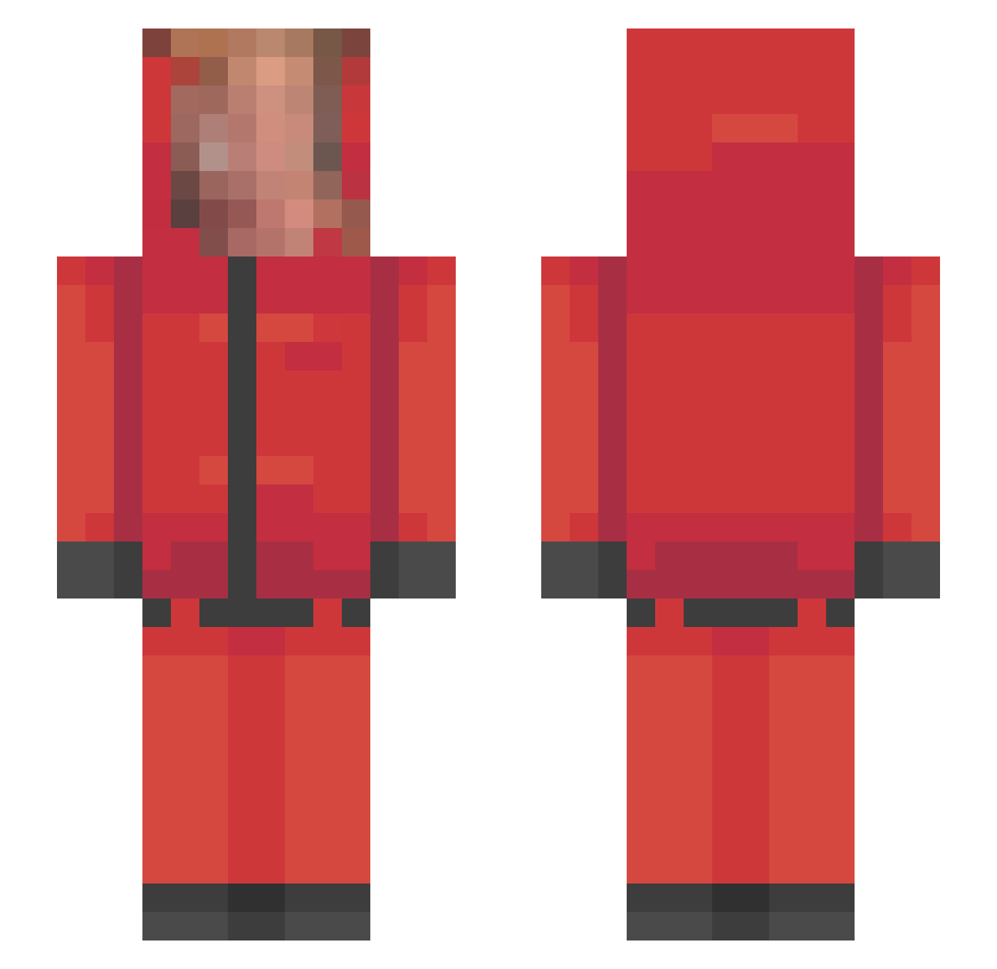 FoxieP Minecraft skin, front and back view