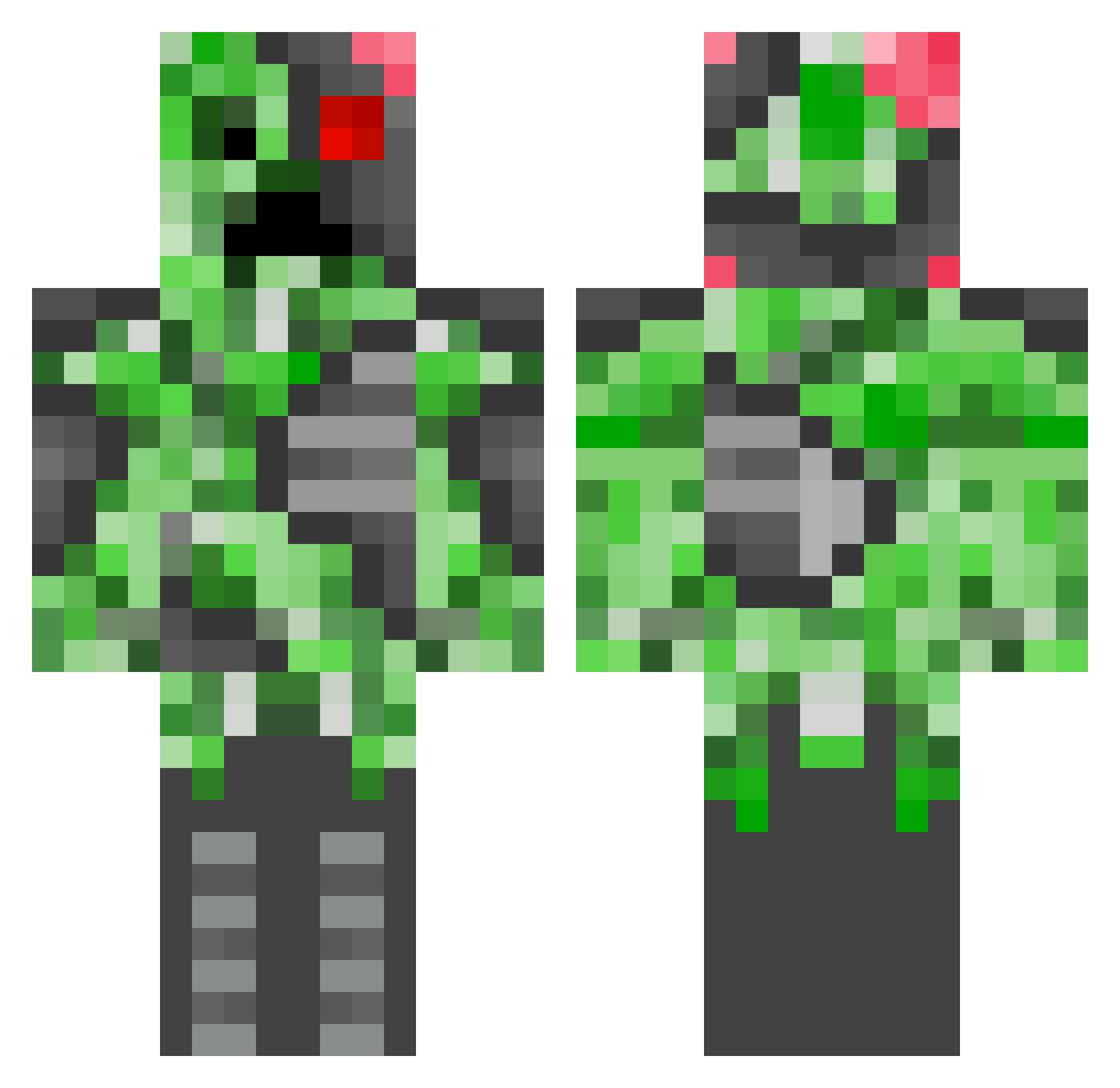 ChunkNor Minecraft skin, front and back view