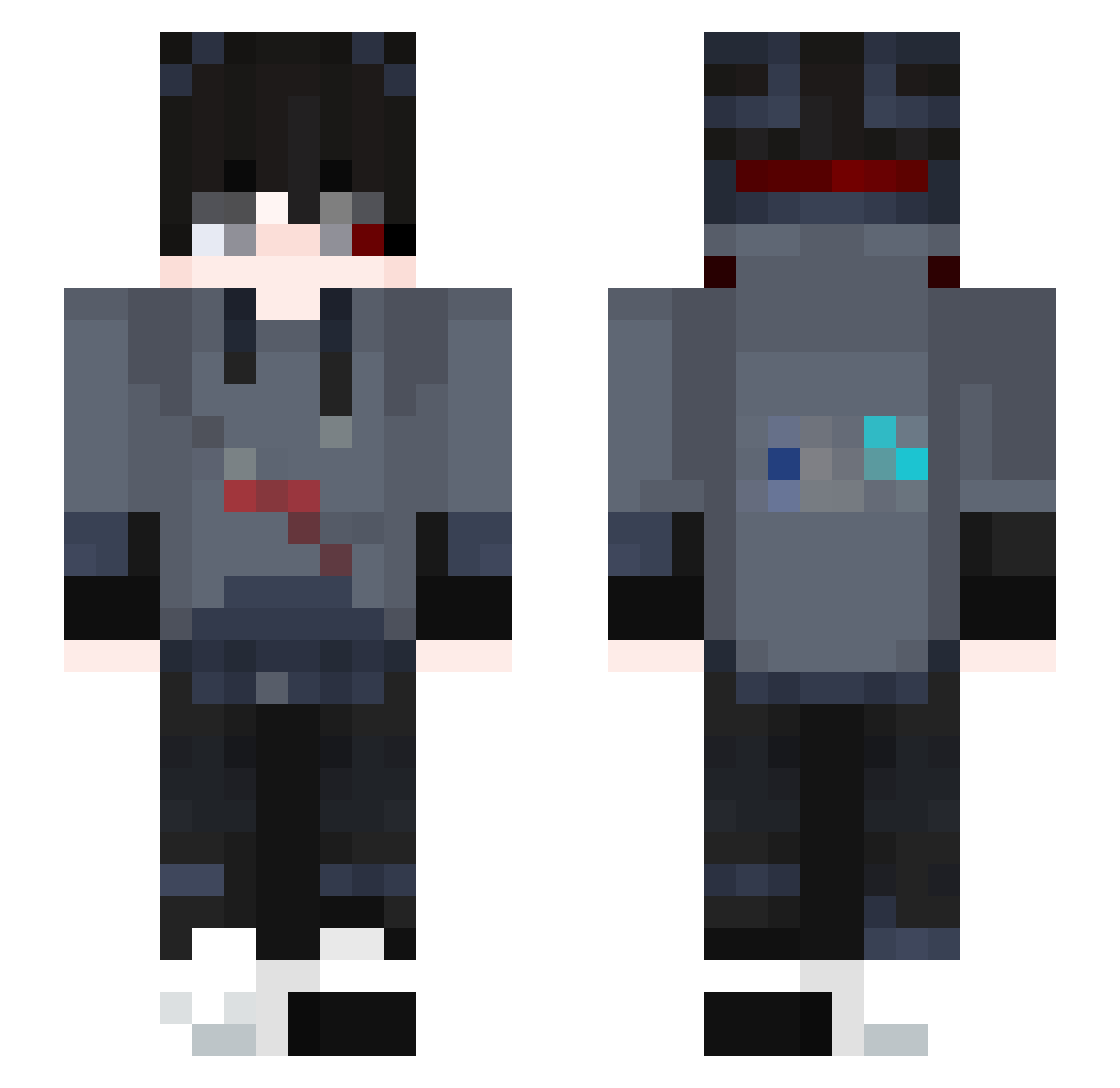 SharkLatan Minecraft skin, front and back view