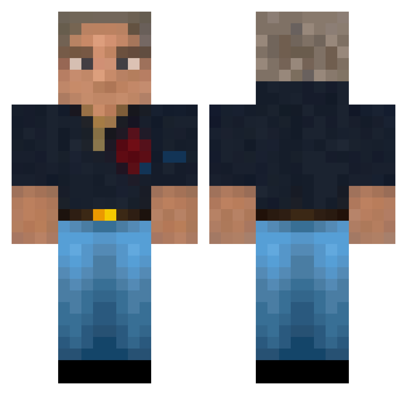 Spitzi2808 Minecraft skin, front and back view