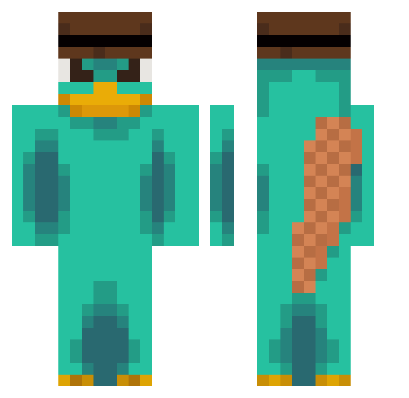 Yobbert Minecraft skin, front and back view