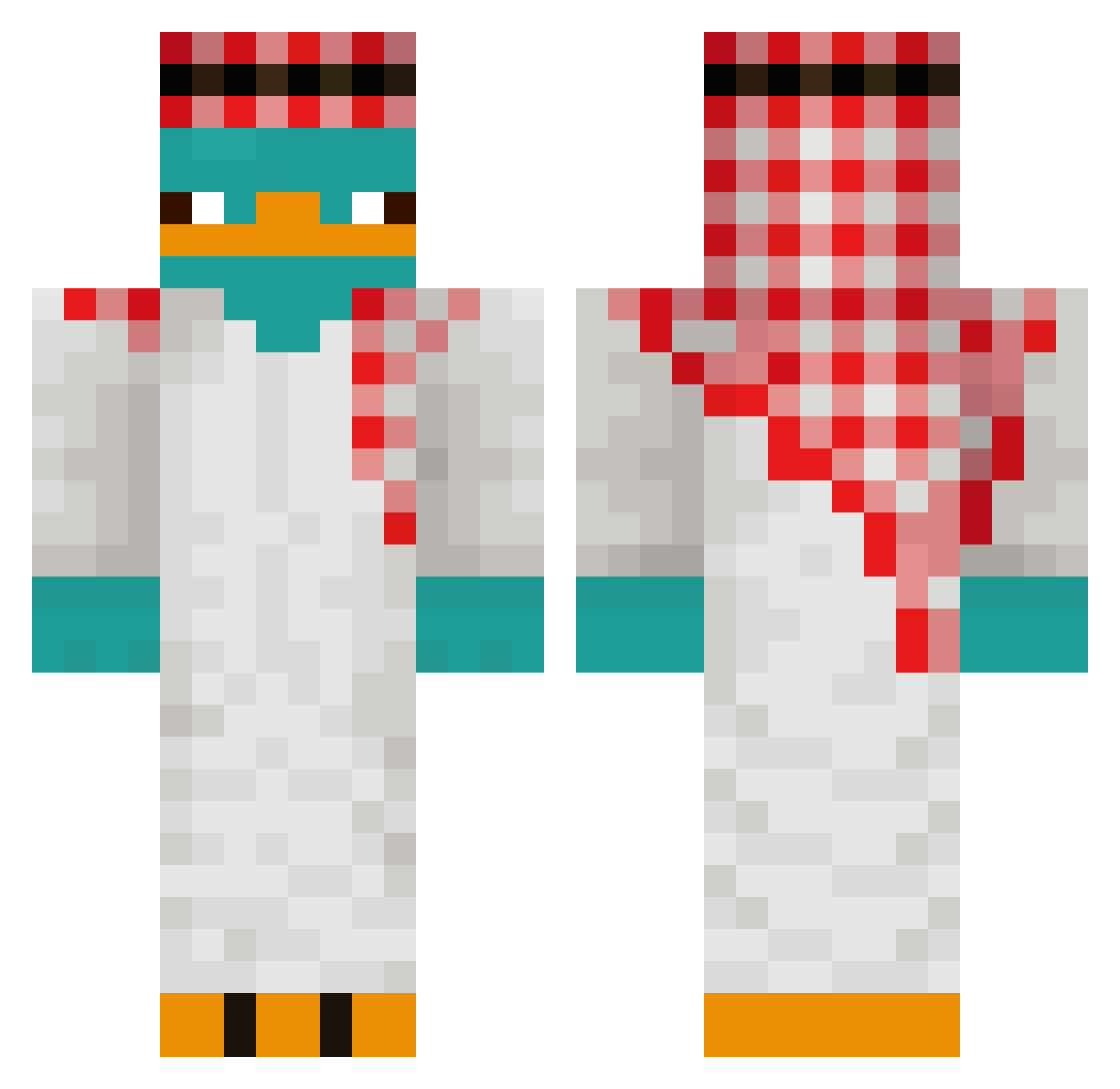 Biofeuerwerk Minecraft skin, front and back view
