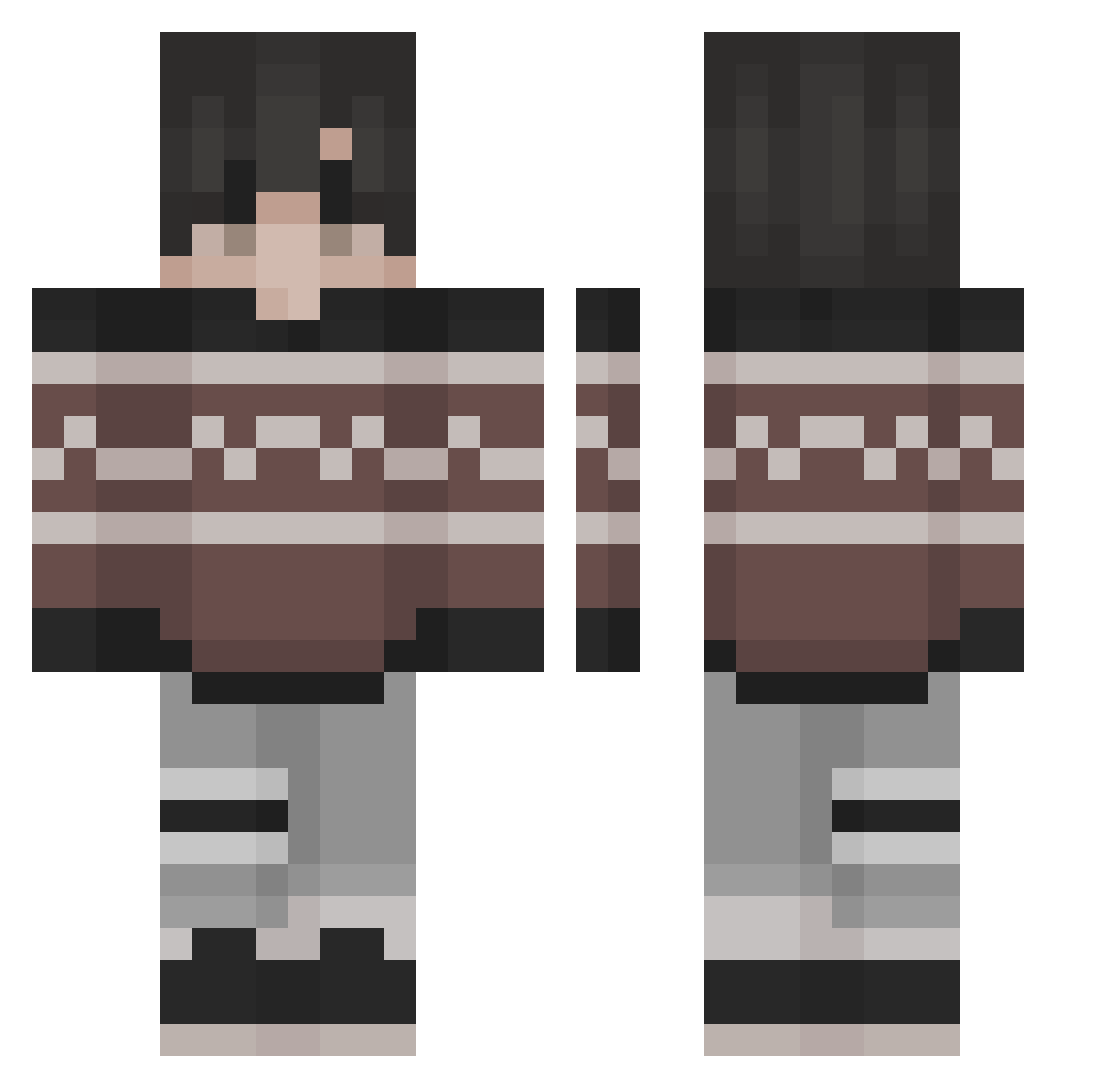 SmooreXO Minecraft skin, front and back view