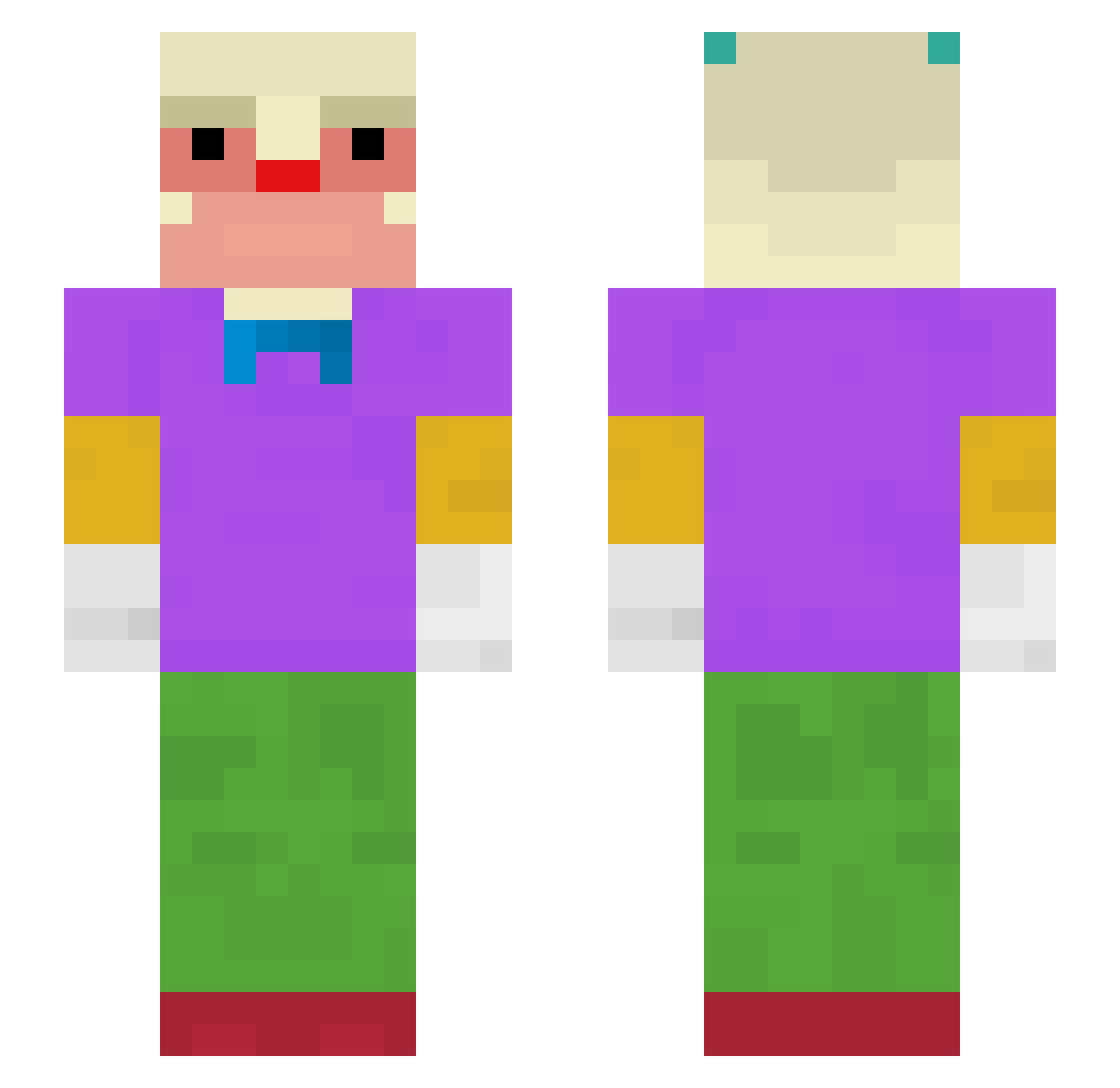 KUQE_ Minecraft skin, front and back view