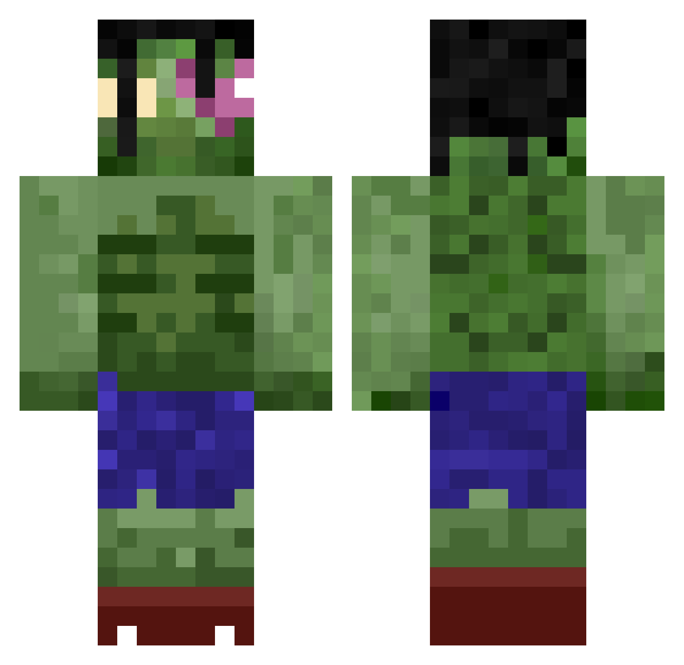 mtnhayden Minecraft skin, front and back view