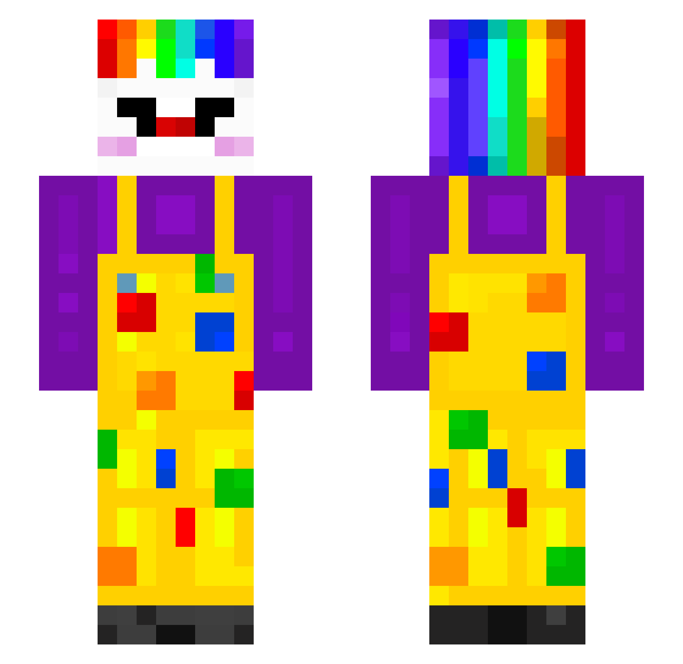 Redans Minecraft skin, front and back view
