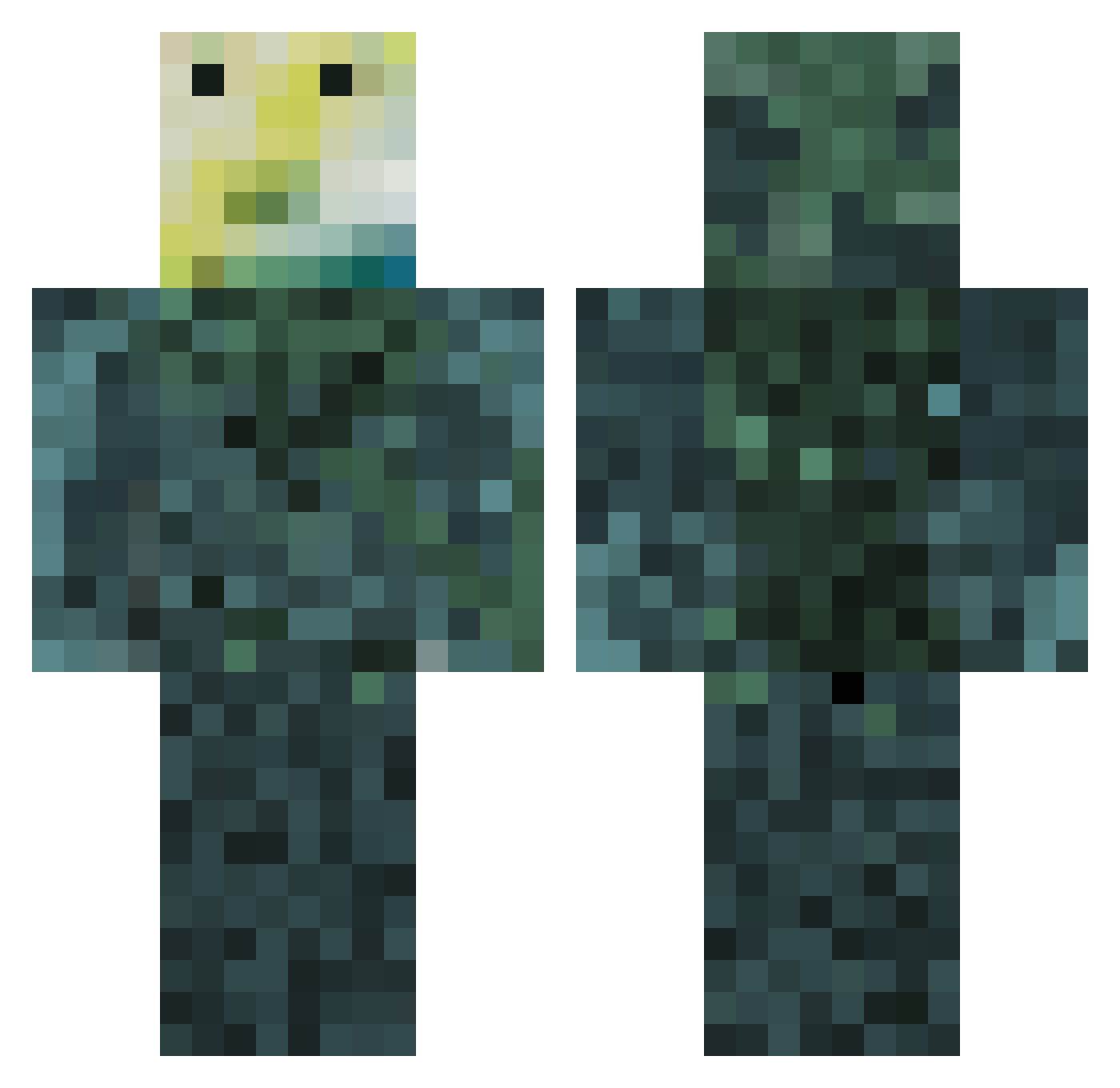 wrigglygiggly Minecraft skin, front and back view