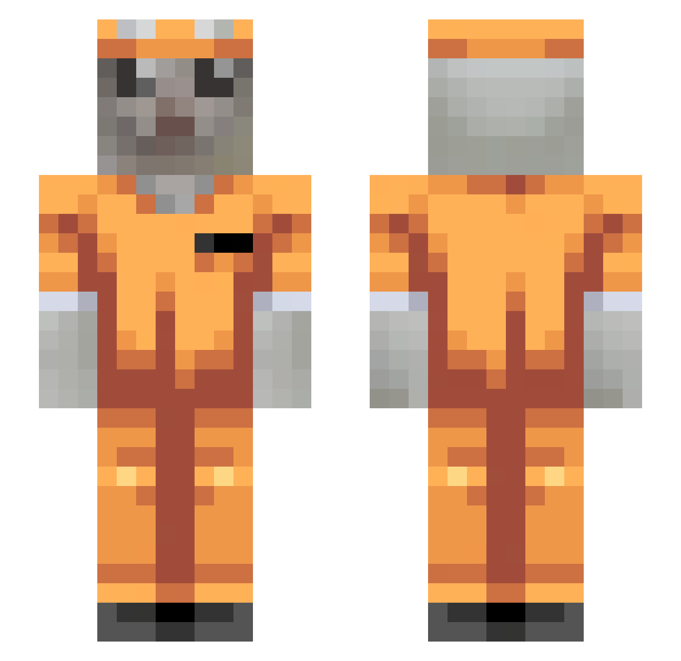 ryanol Minecraft skin, front and back view