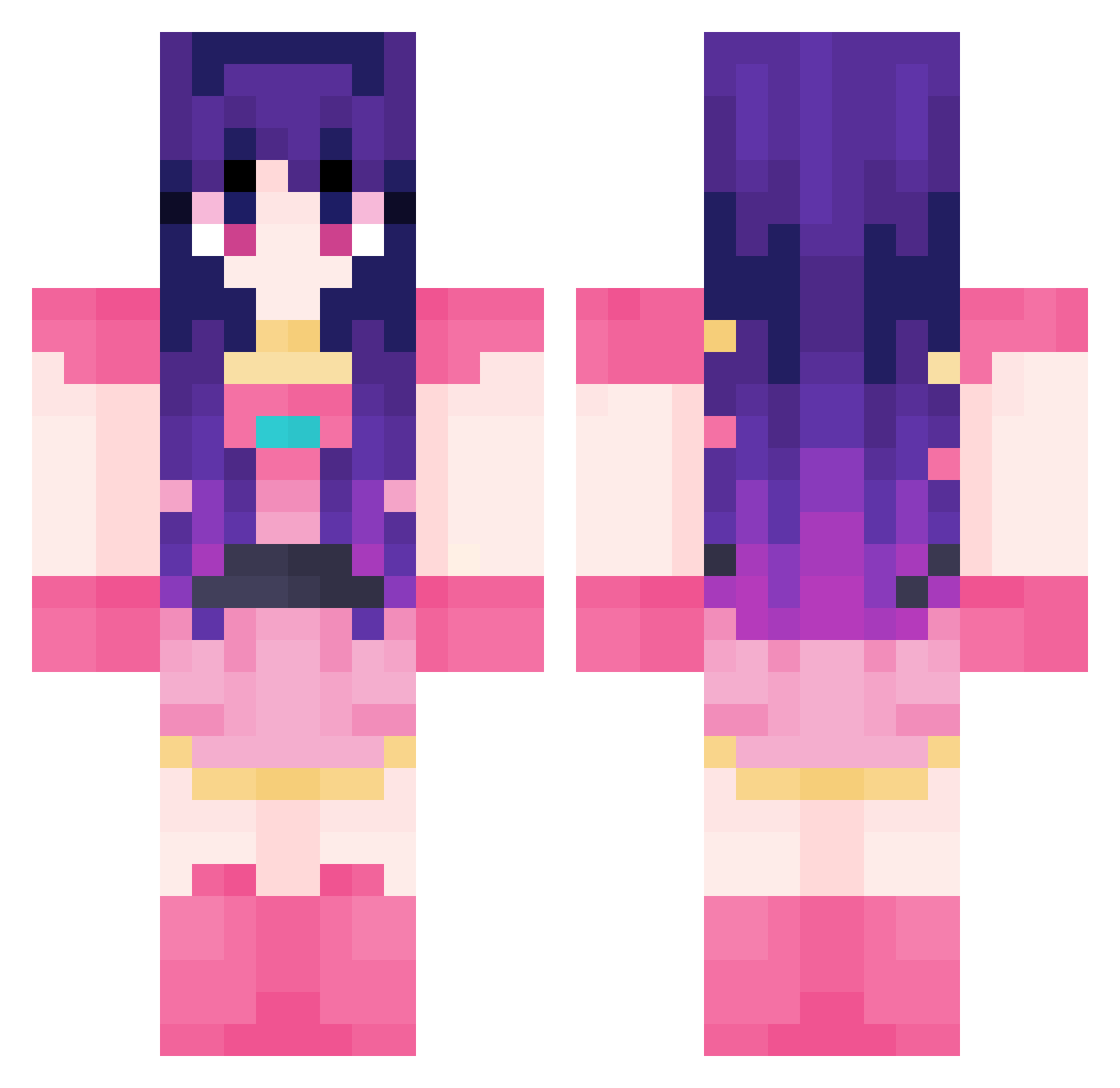 aniwif Minecraft skin, front and back view