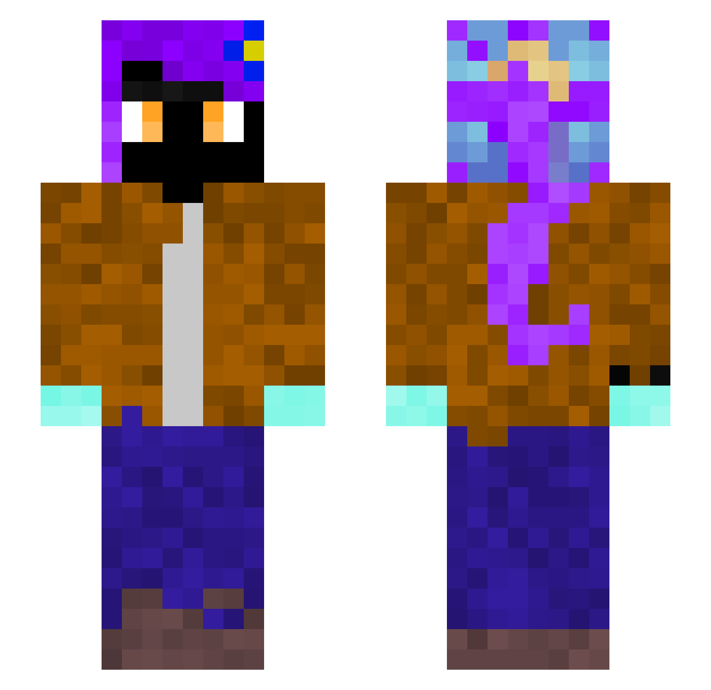 FieryNight12 Minecraft skin, front and back view