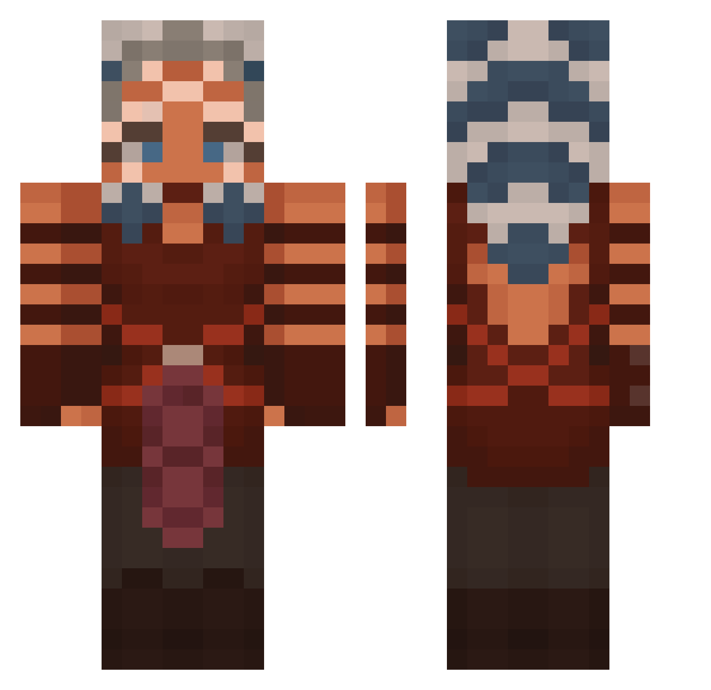Trashtunnan Minecraft skin, front and back view