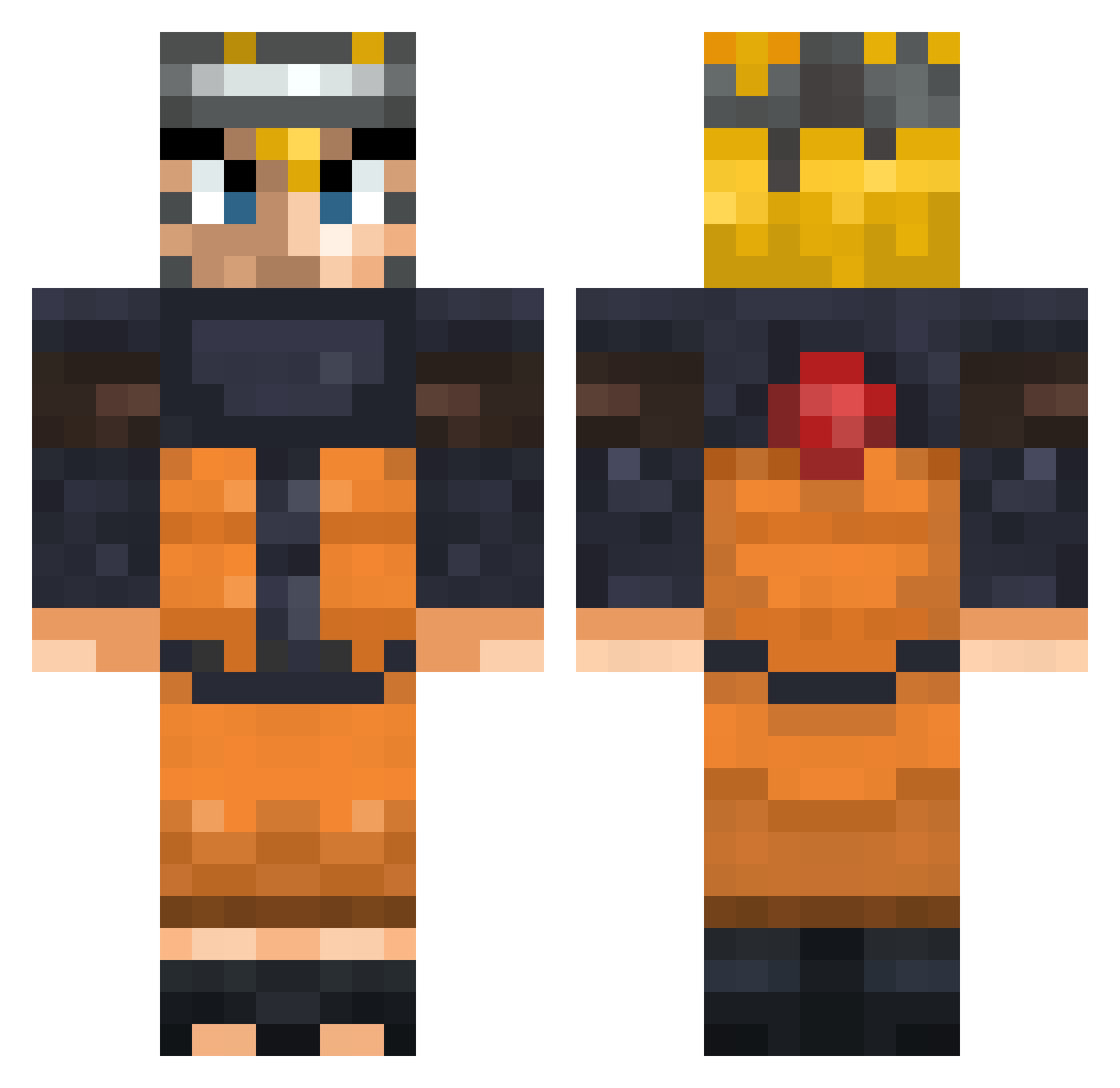 precede Minecraft skin, front and back view