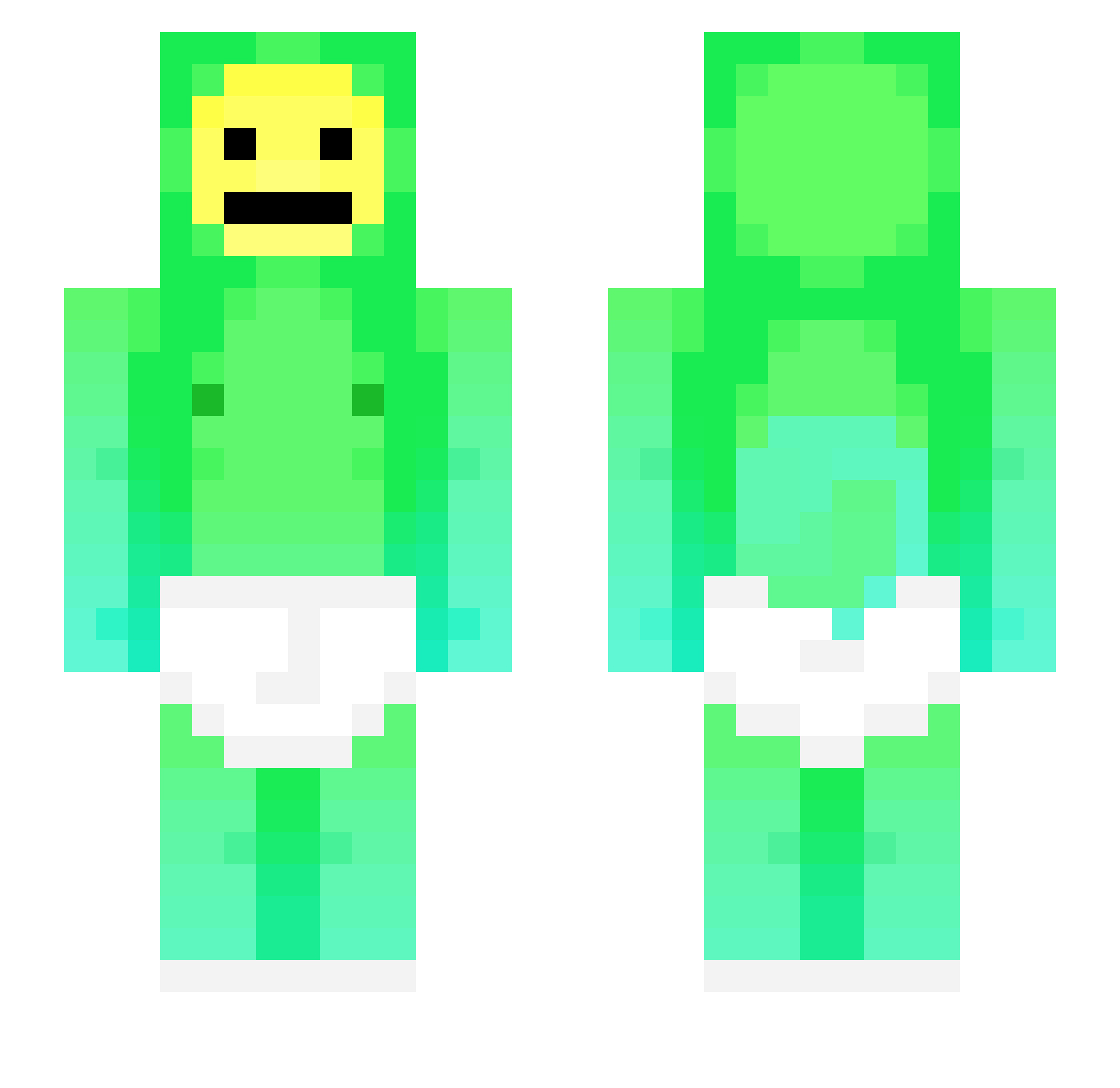 Undiscriminating Minecraft skin, front and back view