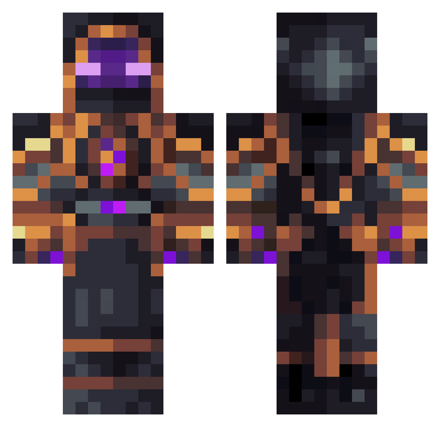 Asslugmade Minecraft skin, front and back view
