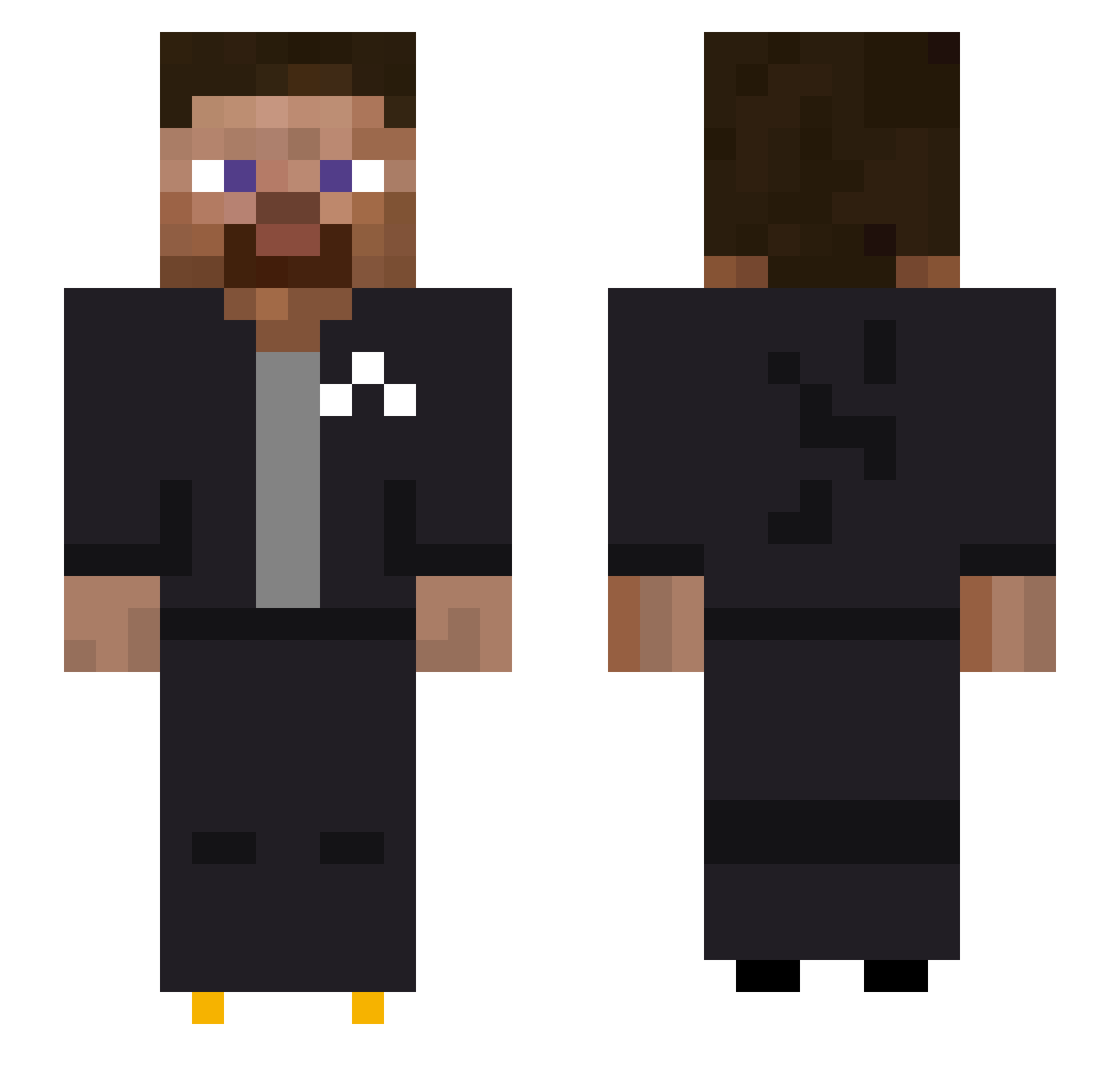 iDebate Minecraft skin, front and back view