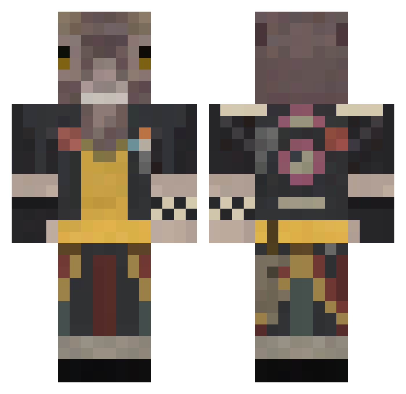 AngusTate Minecraft skin, front and back view