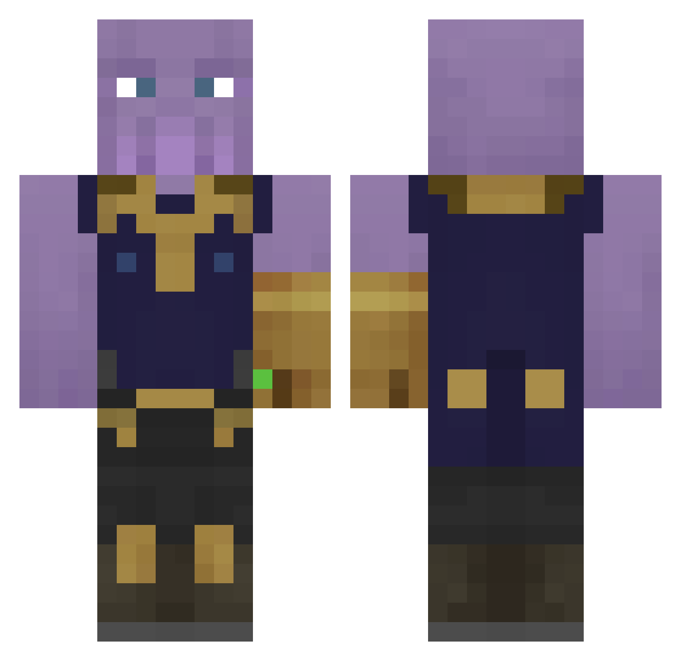 NailCube Minecraft skin, front and back view