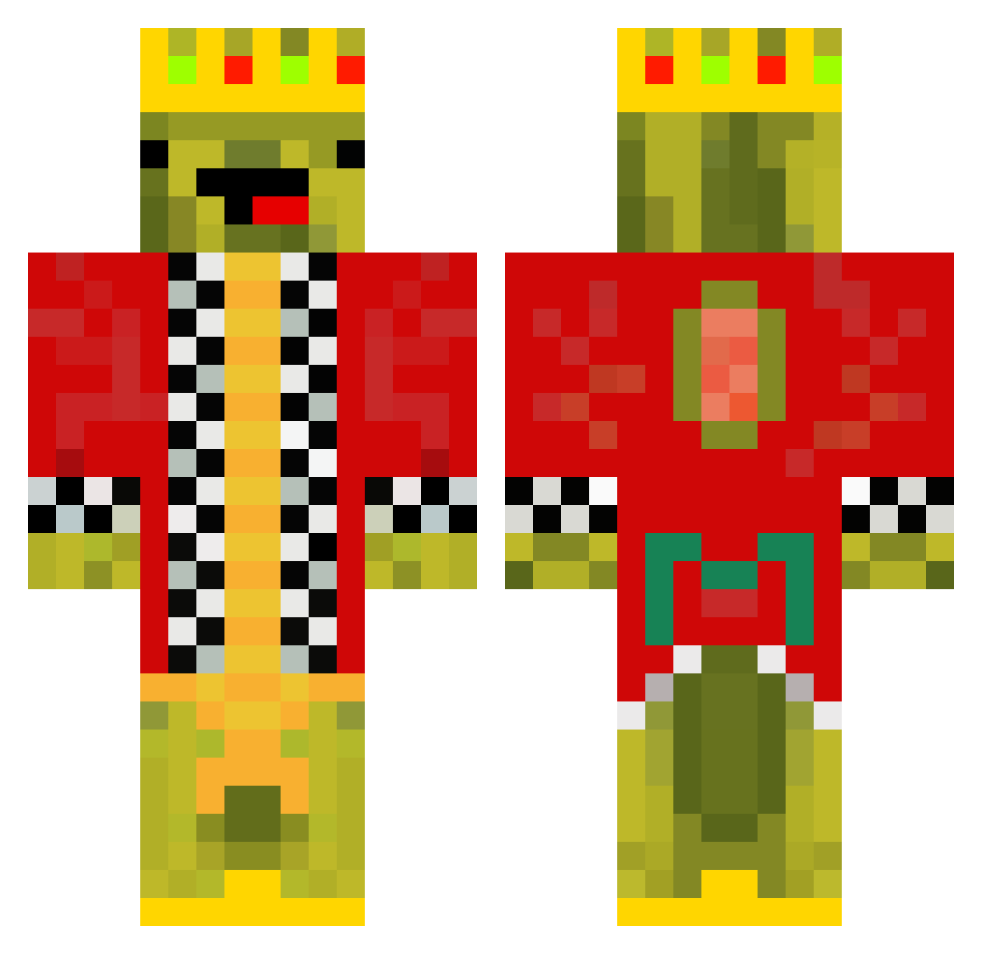 MelonCult Minecraft skin, front and back view
